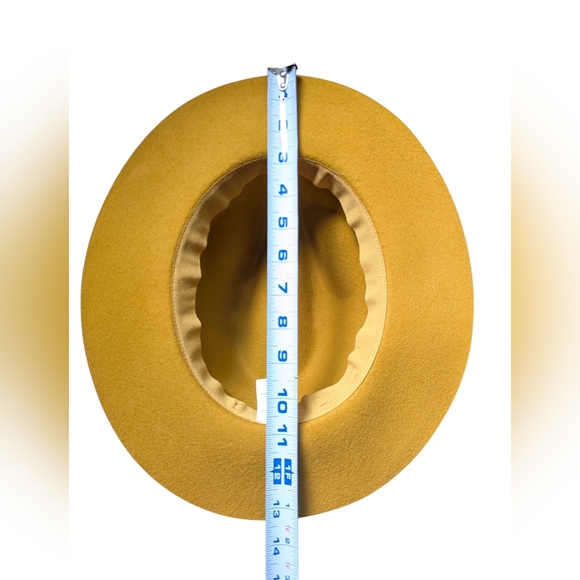 100% Wool Hat Gold Yellow With Brown Accent Tie - Picture 8 of 11